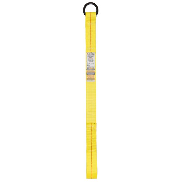 Super Anchor Safety Value 36"x2"x13,600lb Tensile Strength Yellow Polyester Tie-Off Strap w/Stamped D-ring +Loop End 6050-D